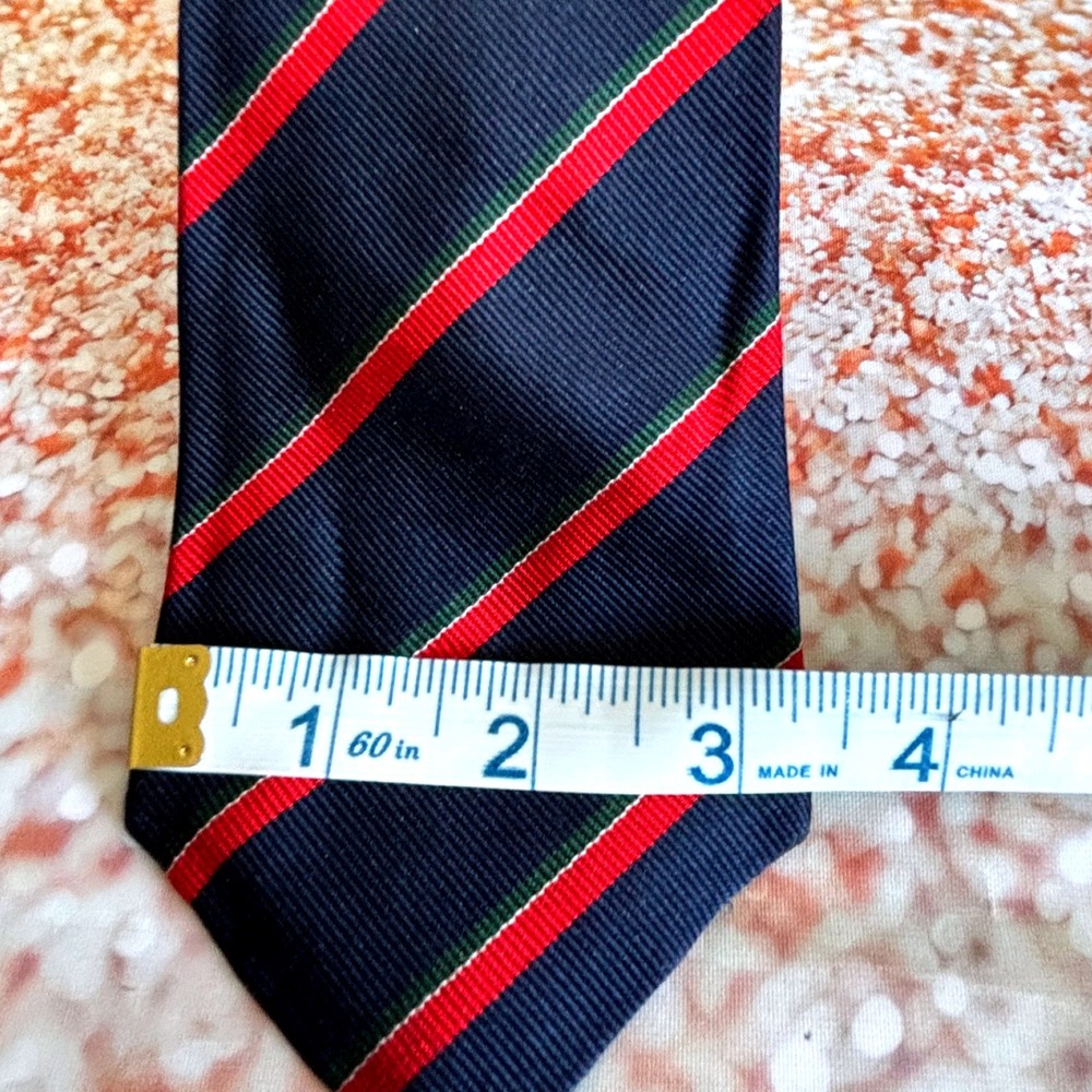 J. Blades & Co. Tie Navy Blue Red Green Striped Silk Made By‎ Hand Mens